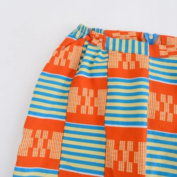 Handmade Orange and Blue Matching Peplum Sleeve  Shirt & Pencil Skirt Set - Picture 16 of 16